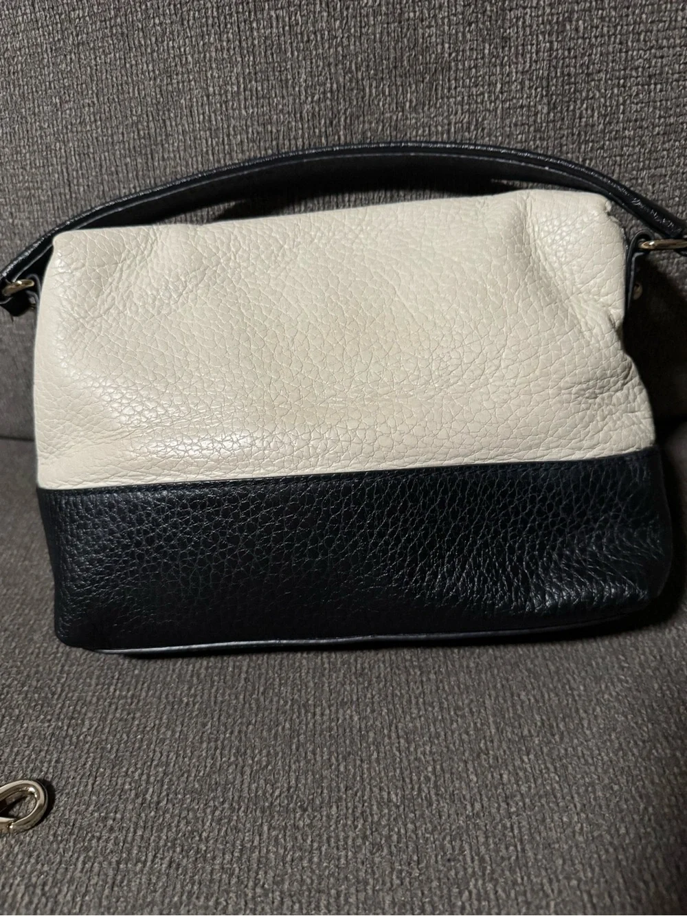 kate spade Two-Tone Black and Cream Shoulder Bag with Tassel